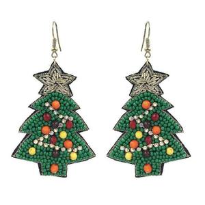 ตุ้มหูลูกปัดต้นคริสต์มาสแบบติดมุกและเพชรสไตล์ทางศาสนาคลาสสิกสำหรับงานแต่งงานหรือของขวัญ - Product Image 1