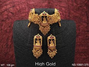Temple Jewellery High Gold Plated Short <b>Necklace</b> Set - Product Image 3