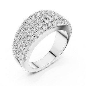 Wide <b>Domed</b> Pave Band Moissanite <b>Ring</b> 925 Sterling Silver Bridal Fine Jewelry Wholesale Eternity Stacking - Product Image 2