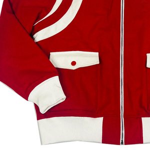 Blouson Bomber en Soie et Laine Rouge, Vente en Gros OEM, Streetwear, Varsity, Casual, Printemps, Doublure en Satin Personnalisée, Logo Appliqué sur le Devant - Product Image 6