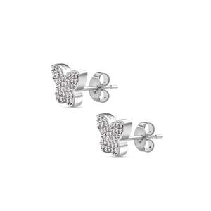 Pendientes de mariposa de plata con aspecto de diamante - Product Image 1