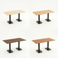 Table à manger rectangulaire moderne en bois massif avec base en métal et chaises perforées, ensemble 6 places pour espace de restauration commercial