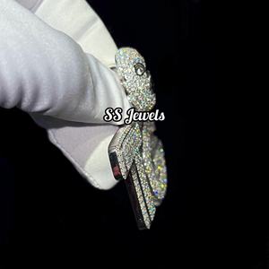 Personalizable 925 Plata Moissanite VVS totalmente helado diamante letra nombre colgante Hip Hop Logo encanto collar - Product Image 3