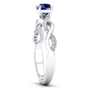 Anillos de Compromiso REYES con Diseño Nuevo, Plata de Ley 925, Moissanita, Joyería Fina para Mujer, Corte Redondo, 0.5 Ct, Gema de Zafiro Azul - Product Image 3