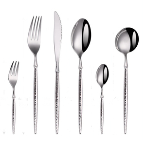 Style classique argent finition couverts en acier inoxydable ensemble cuillère fourchette et couteau Logo personnalisé pour la maison dîner argenterie - Product Image 4