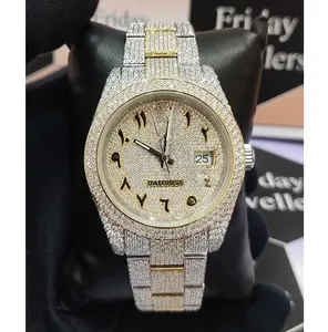 41MM yeni marka buzlu Out İzle paslanmaz çelik köpüklü el yapımı ayarı büstü aşağı VVS Moissanite saatler için moda takı