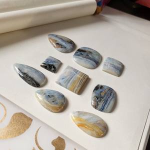 พลอยเทียมขัดหลังเบี้ยธรรมชาติสีน้ำเงินทรงหลวมสำหรับทำเครื่องประดับขายส่ง - Product Image 2