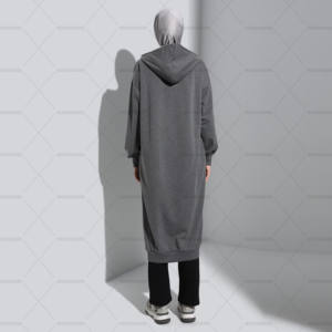 เสื้อฮู้ดดี้ผ้าฟลีซแบบเรียบ ดีไซน์เองได้ ผ้าฝ้าย 100% สำหรับผู้หญิง แห้งเร็ว สไตล์อิสลาม มุสลิม แฟชั่นลำลอง เรียบร้อย เหมาะสำหรับฤดูใบไม้ร่วงและฤดูหนาว - Product Image 6