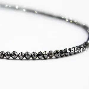 Perles en pierre naturelle diamant noir perles en vrac pour la fabrication de bijoux et l'artisanat perles de diamant Rondelle à facettes de haute qualité 2-3mm - Product Image 1
