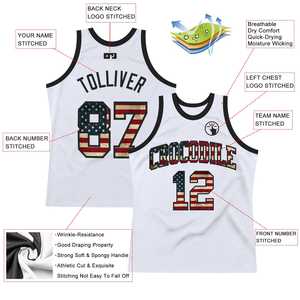 Maillots de basket-ball personnalisés 4 juillet USA patriotique marron Vintage drapeau américain maillot de basket-ball industrie du sport - Product Image 4
