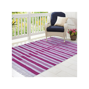 Tapis rectangulaires tissés brodés magenta 100% coton meilleure vente d'Inde ensemble de tapis à prix minimal - Product Image 1