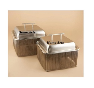 Plato de frotamiento personalizado con forma y tamaño, diseño elegante, plato de frotamiento de buffet de comida de acero inoxidable de la India - Product Image 4