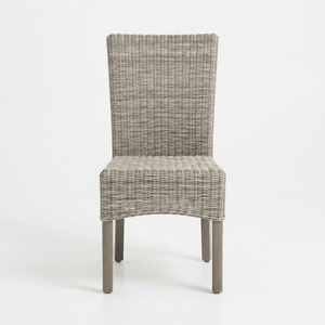 Chaise de jardin en rotin gris tressé à la main, chaise d'appoint haut de gamme en osier pour l'extérieur, siège de patio à dossier haut, élégante, pour jardin, meubles en bois - Product Image 3