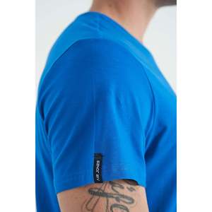 T-shirt basique à col rond pour homme Air Jones, mélange de coton et d'élasthanne de qualité supérieure, manches courtes, coupe classique, bleu Saks, modèle 88245 - Product Image 4