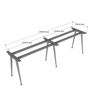 HCCO026 2-Person Cluster <b>Table</b> Steel Frame Assembly 240x60cm CONE System Industrial for <b>Dining</b> Apartment Kitchen Hotel Use - Product Image 4