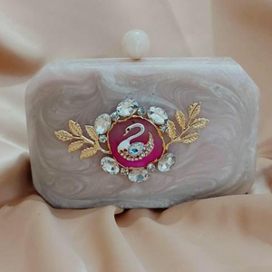 Vintage Design Fashion Craft Embellished Designing Flower Resin Evening <b>Clutch</b> <b>Bag</b> <b>for</b> <b>Wedding</b> Party Purses <b>for</b> Women - Product Image 4