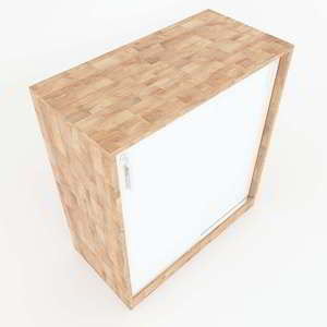 2-Tier <b>Sliding</b> <b>Door</b> Filing Cabinet 80x40x87cm Modern Minimalist Rubber Wood Lockable Adjustable for Office Workshop-THS68025 - Product Image 3