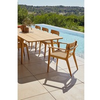 Ensemble de meubles de patio en bois d'acacia massif, table et chaises, structure en aluminium, mobilier de jardin extérieur pour resort en provenance du Vietnam