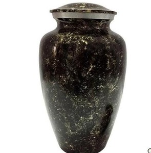 Urna Funeraria de Aluminio con Acabado de Mármol Negro - Urna Conmemorativa para Cenizas Humanas Adultas de 10 Pulgadas - Product Image 1