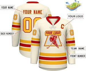 โพลีเอสเตอร์ 100% เสื้อฮ็อกกี้น้ําแข็งแบบกําหนดเอง ชุดฮ็อกกี้น้ําแข็งแบบกําหนดเอง เสื้อแขนยาวและกางเกงขาสั้นแบบสบาย ชุดเต็ม - Product Image 6