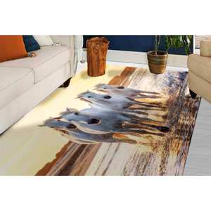 Horses on Beach <b>Rug</b>: 3D Printed Non-Slip Runner,<b>Chenille</b> <b>Rug</b> - Product Image 3