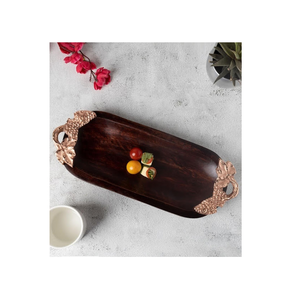 Plateau en bois avec poignée en métal qualité durable pour cuisine et plateau de service de table artisanat naturel de bonne qualité - Product Image 5