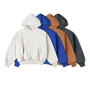 Custom Logo Clothe Brand 500gsm 600gsm <b>Men's</b> Fleece Hoodie Cotton Heavy Weight Dropped Shoulder Streetwear Boxy Hoodies 2025 - Product Image 1