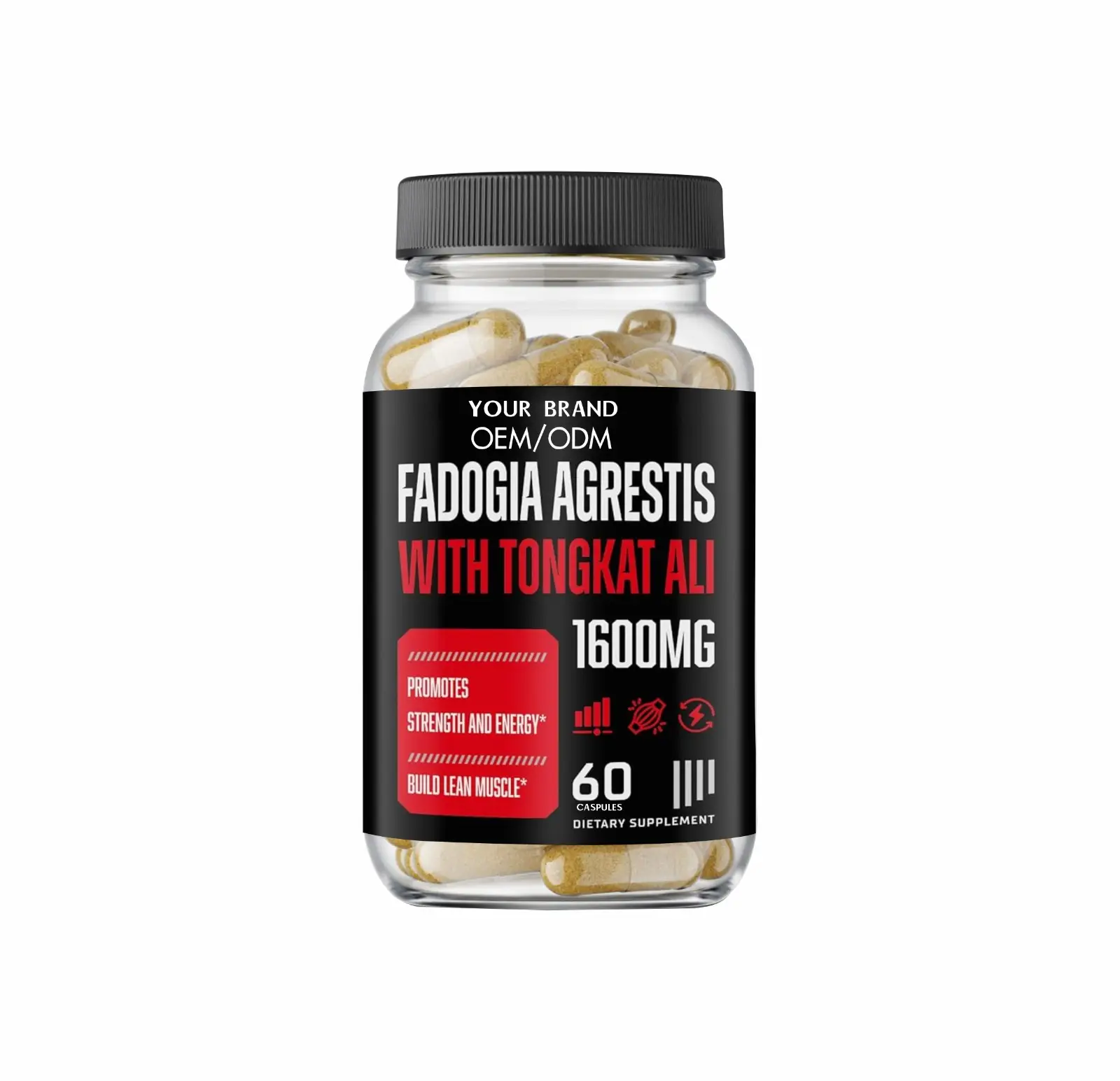 Fadogia Agrestis with Tongkat Ali Capsules Increased Strength Stamina & Energy 60 Dietry Capsules 1600 mg
