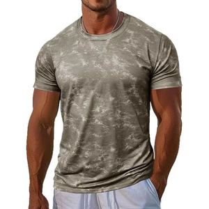 T-shirt de sport pour homme à manches courtes, coupe ajustée, décontracté, pour la salle de sport, avec logo sur le devant, motif uni, tissu tissé de 300 grammes - Product Image 4