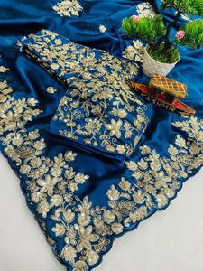 ผ้าส่าหรีผ้าไหมลาย rangoli สำหรับงานแต่งงานงานปาร์ตี้งานปาร์ตี้งาน pooja Diwali Sadi Sari Sari ขายส่งตามเทศกาล - Product Image 5