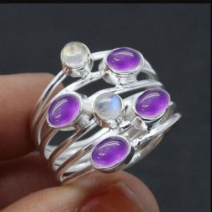 Anillo giratorio de amatista con piedras preciosas hechas a mano de plata 925, anillo de moda estampado de plata de ley sólida 925, el mejor diseño, joyería clásica - Product Image 2