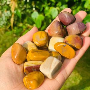 Venta al por mayor de cristales de ágata Muntaha y jaspe Mookaite pulidos a mano, naturales, de alta calidad, de 15-30 mm, formas personalizadas, Feng - Product Image 1