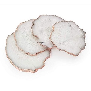 Feng Shui Love — dessous de verre en Agate de sel, dessous de verre de haute qualité blanc, avec pierre précieuse dorée, vente en gros - Product Image 4