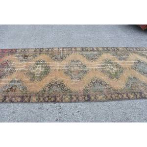 Alfombra turca vintage clásica Beige rojo 3,9x11,2 pies área grande Patchwork lana con respaldo de látex para pasillo o dormitorio - Product Image 3