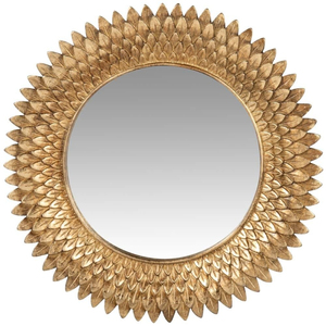 Miroir mural rond en laiton pour la décoration de la maison et de la salle de bain avec cadre en perles dorées, artisanat, miroirs en métal suspendus - Product Image 4