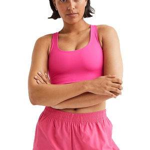 High Quality Women's Workout Fitness <b>Racer</b>-back <b>Bras</b> Eco-Friendly Front Logo Breathable Sportswear Gym Wear Athletic - Product Image 4