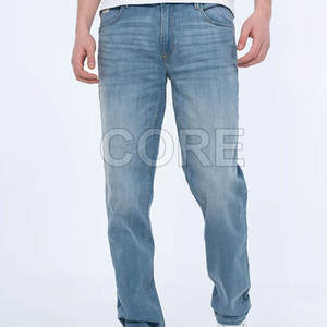 Haute qualité hommes Jeans pantalon nouveau Design grand ajustement léger toile taille moyenne Style décontracté stocké aspect lavé - Product Image 1