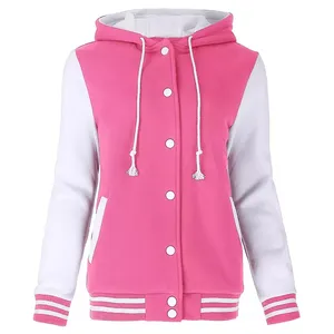 Veste universitaire en molleton imperméable unie personnalisée pour le baseball féminin avec poche Nouvelle arrivée Bouton Nouvelle mode - Product Image 1