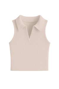 Top Corto de Punto Acanalado, Color Liso, Estilo Dulce, Tela Elástica de Algodón Suave, Moderno, para Mujer, Verano, OEM, Etiqueta Personalizada, Venta al Por Mayor - Product Image 3