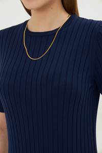 Robe en tricot côtelé à manches courtes pour femmes, respirante, tenue décontractée de haute qualité, service OEM personnalisable - Product Image 5