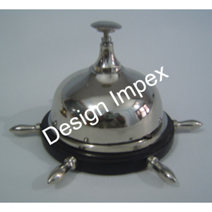 Rueda de barco de madera náutica, campana de mesa de latón, Campana decorativa de escritorio de latón brillante, campanas de decoración de lujo para uso de llamadas - Product Image 3
