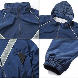 Kivotech Veste coupe-vent pour homme de qualité supérieure, surdimensionnée, manches longues, fermeture éclair, col montant, coupe-vent d'extérieur avec poche - Product Image 5