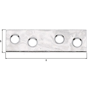 Conector Plano con 4 Orificios, 50 mm de Largo, 14 mm de Ancho, 1.75 mm de Grosor, STA SDM Galvanizado, Paquete de 100 Soportes, Modelo GAH - Product Image 1