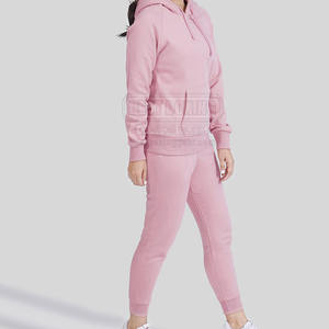 2025 100% algodón Tech Fleece mujer chándal de algodón liso chándal de dos piezas para damas ropa activa - Product Image 3