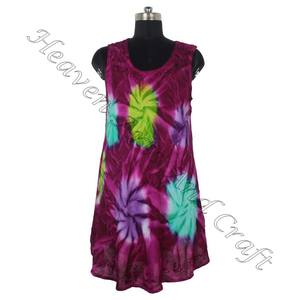 2025 nueva llegada verano Mujer ropa manga larga cuello redondo Tie Dye ropa de playa fabricantes India mujeres vestido - Product Image 1