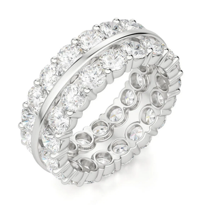 Anneaux de cadeau de Moissanite de bande de mariage d'éternité de double rangée de coupe ronde pour l'exportation de l'Inde - Product Image 2