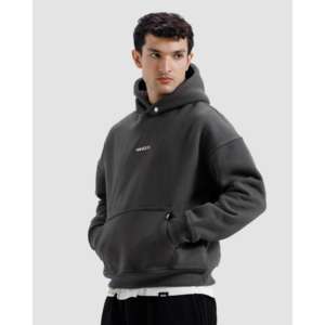 Sweat à capuche essentiel en molleton 100 % coton, délavé à l'acide, avec broderie 3D et impression sérigraphiée, taille XL - Product Image 3