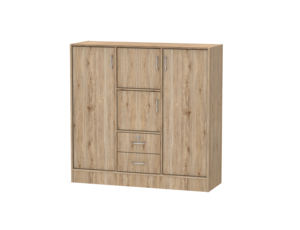 High Quality FURNIZONE Modern Living Children Wooden Cabinet Large Storage Space 2 Drawers 2 <b>Shelves</b> Pulau Pinang Model 1104 - Product Image 1