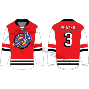 เสื้อฮอกกี้น้ำแข็งผ้าโพลีเอสเตอร์ลายฟรีเสื้อฮ็อกกี้น้ำแข็งพิมพ์ซับลิเมชันปักโลโก้ทีมชุดเล่นฮ็อกกี้น้ำแข็ง - Product Image 1