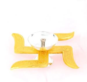 Croix gammée en laiton Deepak pour Puja pour Puja et décoration de Temple Accessoires de Puja en laiton et acier à vendre - Product Image 6